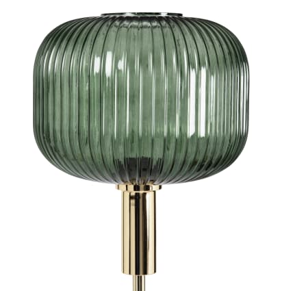 Stehlampe aus grünem, mundgeblasenem Glas und vergoldetem Stahl, H 155 cm Omaja