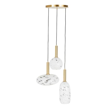 Suspension triple mouchetée noir et blanc et tiges en métal doré Nevine | Maisons du Monde