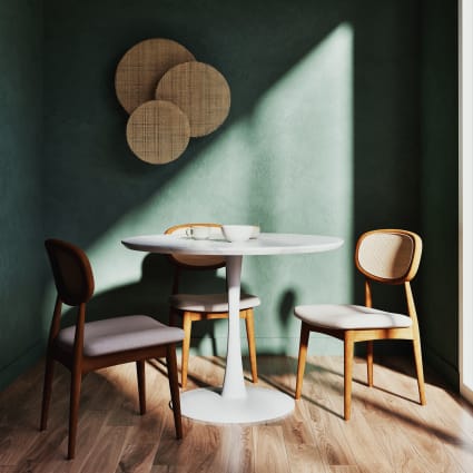 Table à Manger Ronde Design Marbre – Structure Métal Doré | Pour 2 à 4 Personnes, 110 Cm - 2