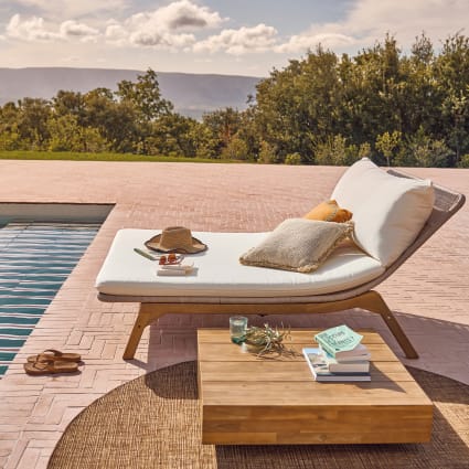 Tavolino basso da giardino professionale in metallo e legno massello di  acacia