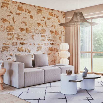 Tavolino bianco con piano in legno di mango 125 cm Sartene