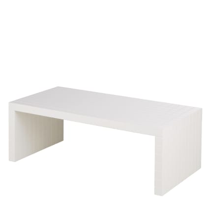 Tavolino da salotto bianco con motivo a quadretti in rilievo