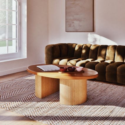 Tavolino da salotto in legno massello di mango e rattan Perseus