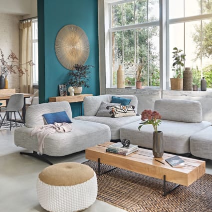 Tavolino da salotto in legno massello di rovere e acciaio nero 148