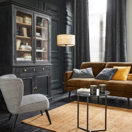 Tavolino da salotto in marmo e metallo nero ANGELO Maisons du Monde