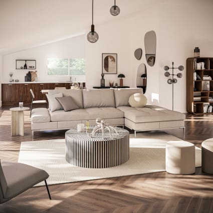 Tavolino da salotto rotondo bianco e nero Ø 100 cm Wonka Maisons