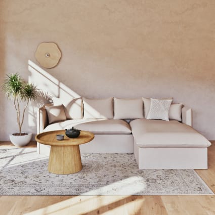 Tavolino da salotto rotondo in legno massello di mango 80 cm