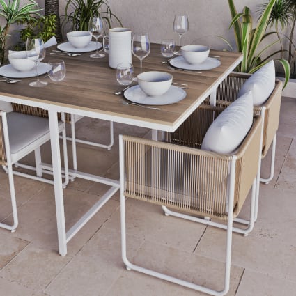 Tavolo da giardino per persone in composito effetto teak larg