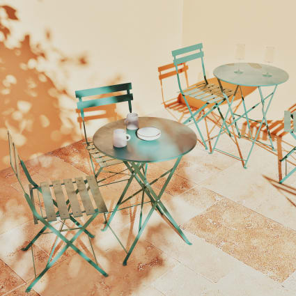 Oviala Tavolo Da Giardino Pieghevole Bistrot In Acciaio Blu Pacific - Foto 10