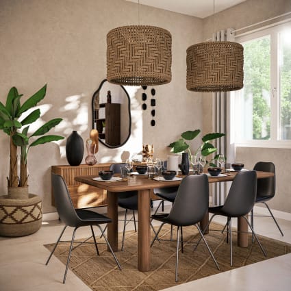 Tavolo da pranzo in legno massello di acacia marrone per persone