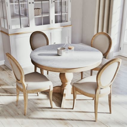 Tavolo da pranzo rotondo in marmo bianco per 5/6 persone Ø 120 cm