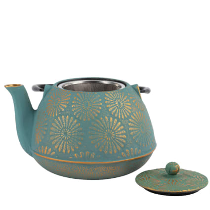 Bunzlauer Keramik - Teiera molto grande in ceramica, 2,9 litri, con secondo manico, decorazione 42