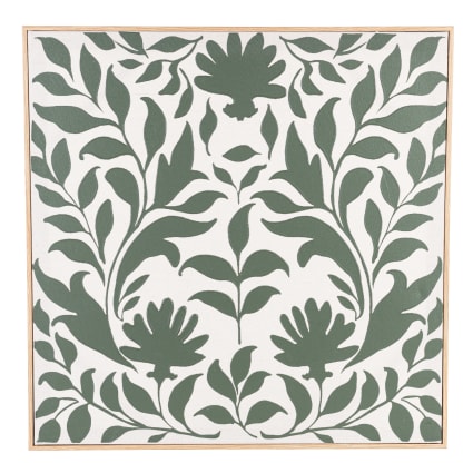 Solarino - Toile blanc cassé motif floral vert 60x60