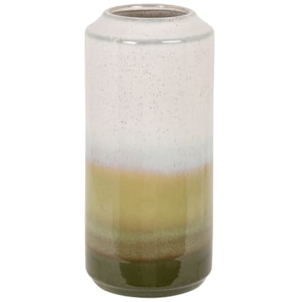 Vase en grès écru, ocre et marron H28