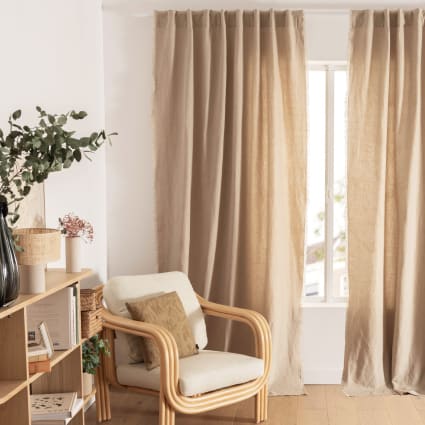Vorhang aus Baumwolle, 1 Stück, beige 140x250cm Viejoa