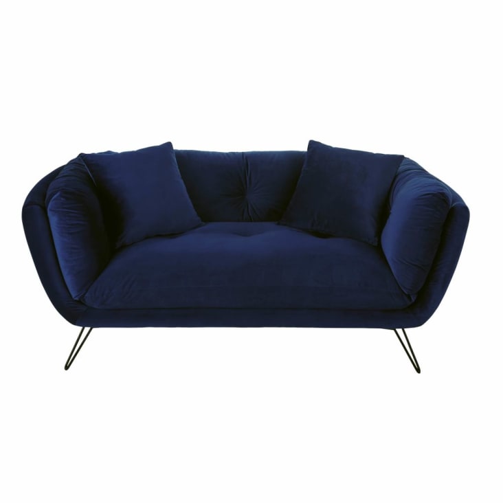 2/3-Sitzer-Sofa mit nachtblauem Samtbezug-Dot