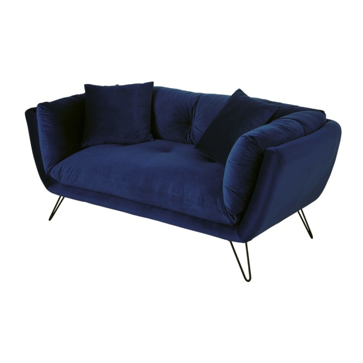 2/3-Sitzer-Sofa mit nachtblauem Samtbezug-Dot cropped-2
