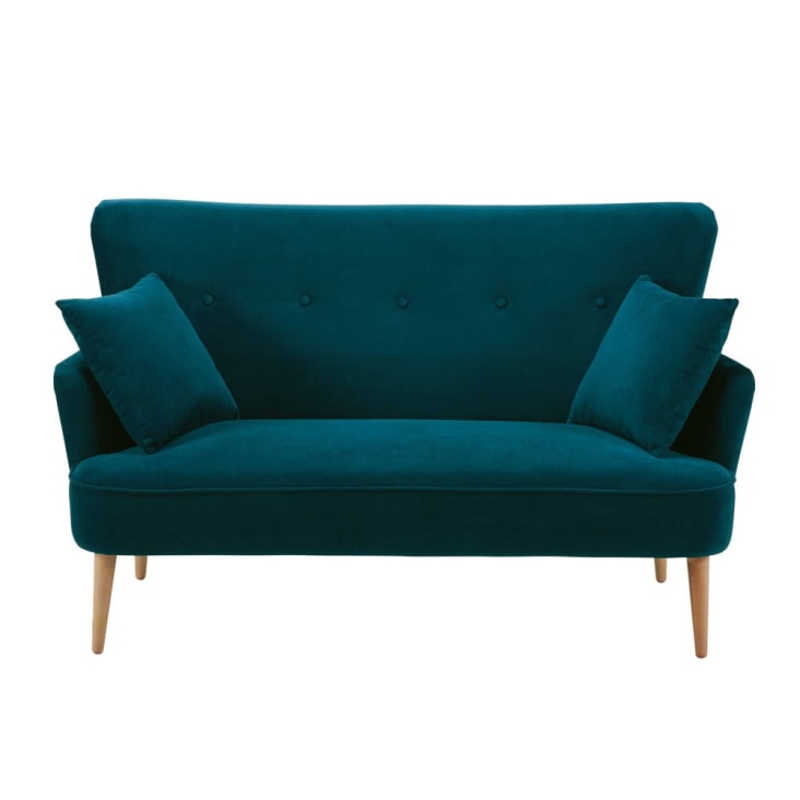 2-Sitzer-Sofa mit petrolblauem Samtbezug-Leon