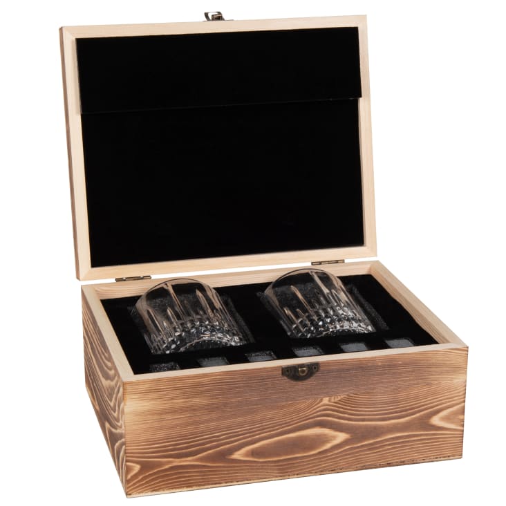 2er Set Whiskybecher Aus Glas Eisw rfel Aus Stein Und Pinienholzkiste 2er-set-whiskybecher-aus-glas-eisw-rfel-aus-stein-und-pinienholzkiste