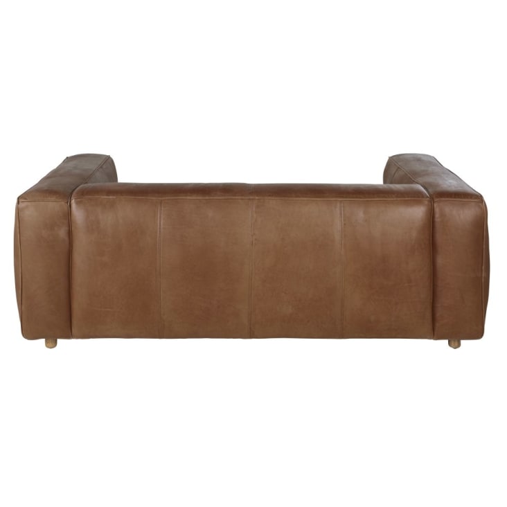 3/4-Sitzer-Sofa mit braunem Lederbezug cropped-3