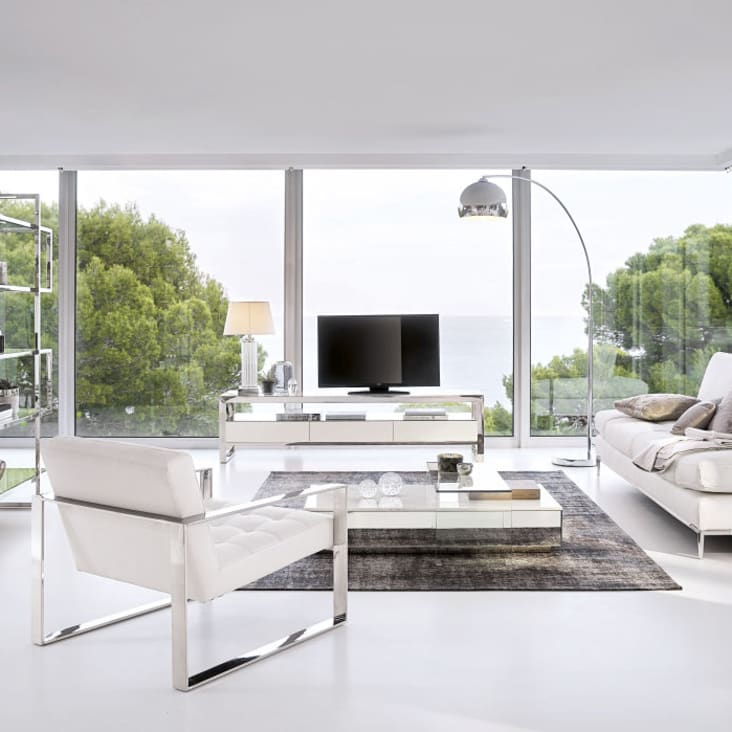3/4-Sitzer Sofa mit Textil mit Beschichtung, weiß-Geller ambiance-8