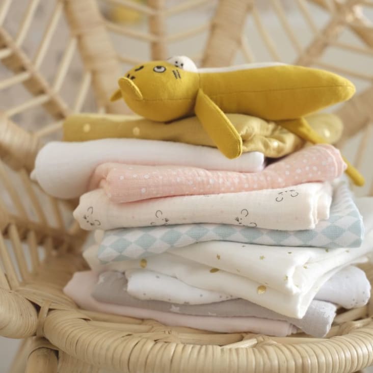 Muselinas para bebé de gasa de algodón en crudo y dorado (x3)