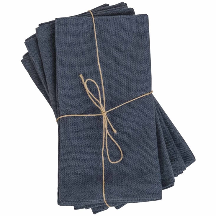 4 serviettes en coton lavé bleu 40x40-ENCRE
