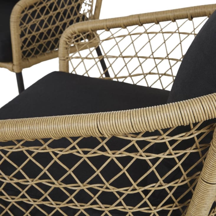 4-Sitzer-Gartengarnitur aus Kunstharzgeflecht und Stahl, schwarz-Yanis cropped-4