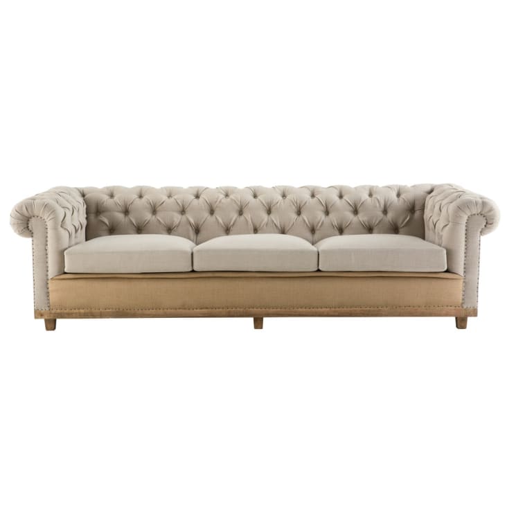 4-Sitzer-Sofa mit Leinenbezug, beige-Amadeus