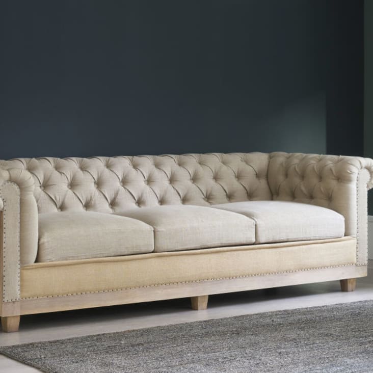 4-Sitzer-Sofa mit Leinenbezug, beige-Amadeus ambiance-7
