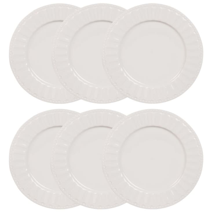 6 piatti piani bianchi in porcellana-CHARLOTTE