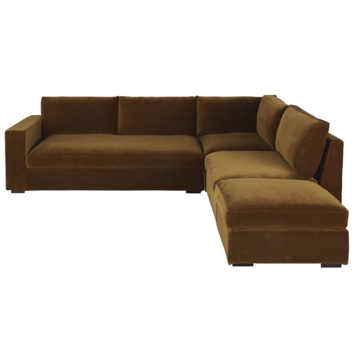 Accoudoir gauche pour canapé modulable 2 places en velours coloris bronze-Jekill cropped-9