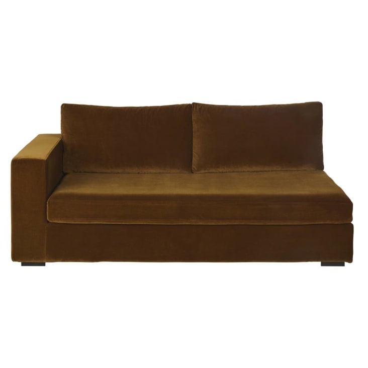 Accoudoir gauche pour canapé modulable 2 places en velours coloris bronze-Jekill