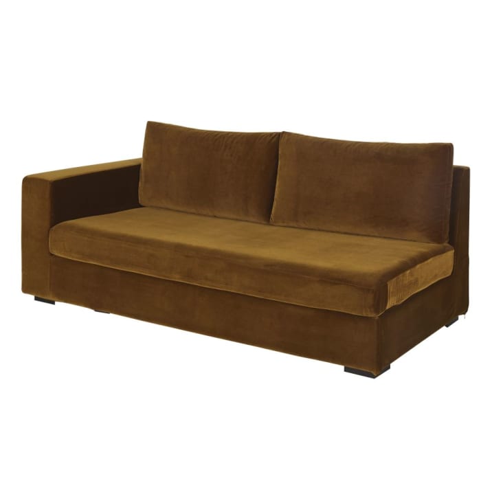 Accoudoir gauche pour canapé modulable 2 places en velours coloris bronze-Jekill cropped-2