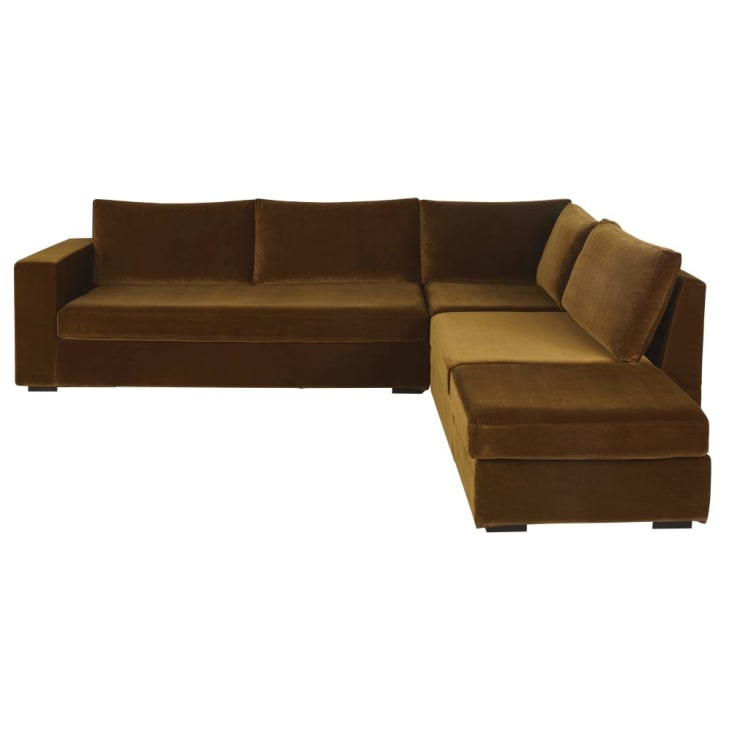 Accoudoir gauche pour canapé modulable 2 places en velours coloris bronze-Jekill cropped-8