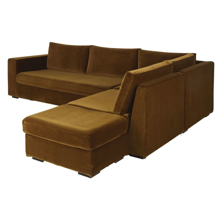 Accoudoir gauche pour canapé modulable 2 places en velours coloris bronze-Jekill cropped-7