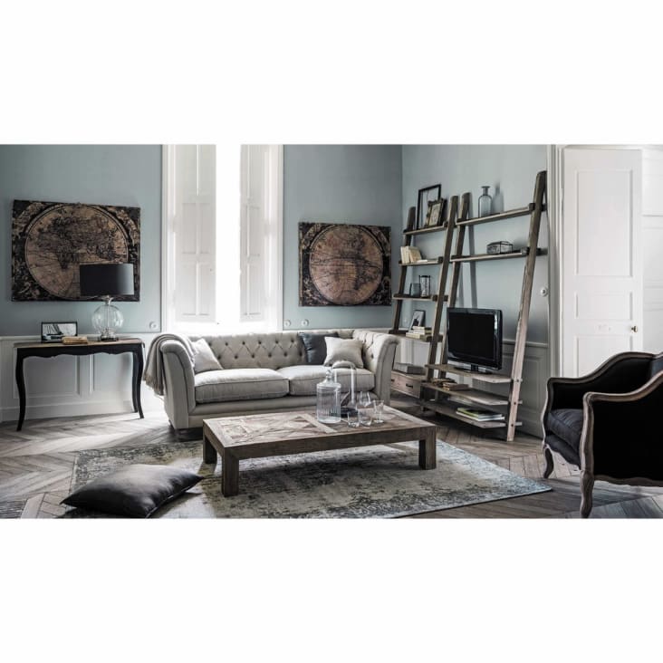 Alfombra vintage tejida en jacquard gris 155 x 230 cm-Villandry ambiance-9