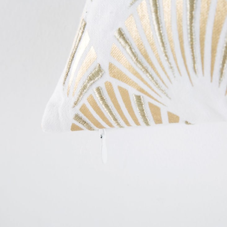Almofada em algodão com motivos gráficos bordados e estampados em dourado 30x60-ART DECO cropped-4