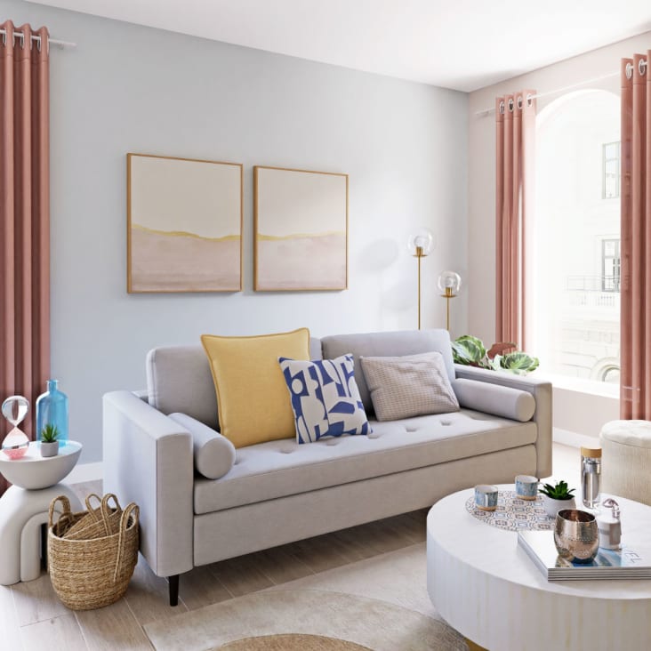 Altrosafarbener Vorhang mit Ösen aus gewaschenem du 130x300cm, OEKO-TEX® zertifiziert Leinen, 1 | Monde Maisons Vorhang