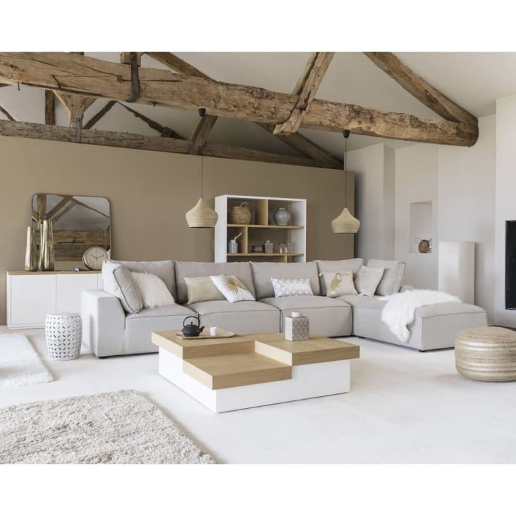 Angolo sinistro per divano componibile beige in tessuto-Malo ambiance-7