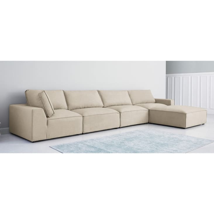 Angolo sinistro per divano componibile beige in tessuto-Malo ambiance-6