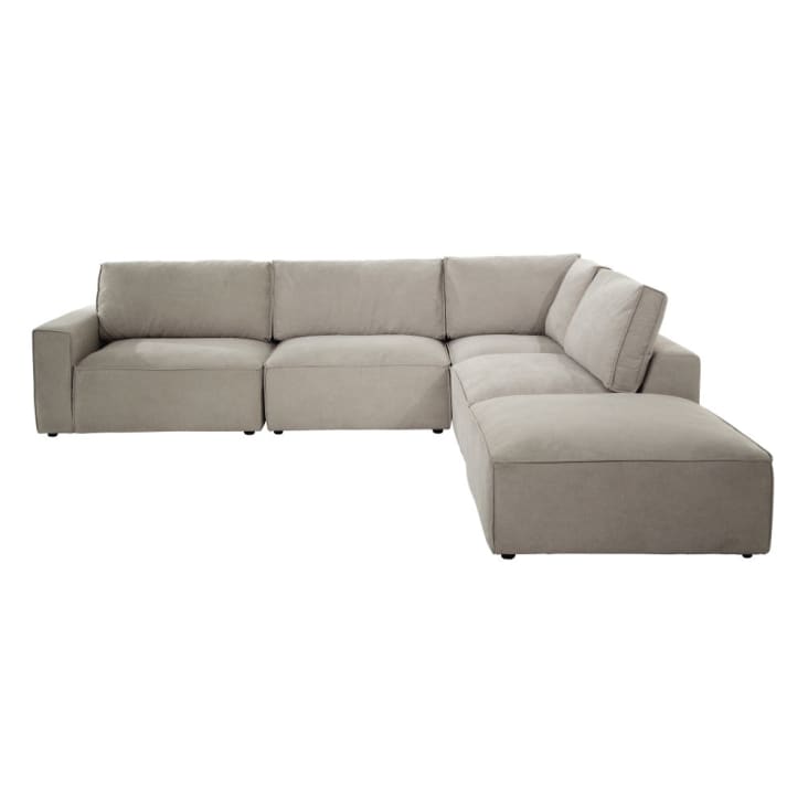 Angolo sinistro per divano componibile beige in tessuto-Malo cropped-2