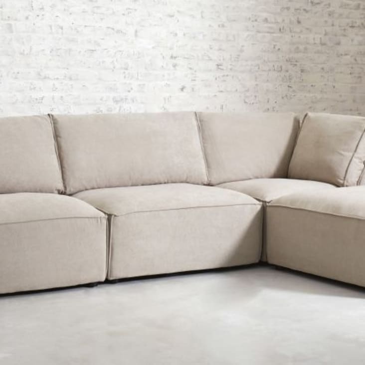 Angolo sinistro per divano componibile beige in tessuto-Malo ambiance-5