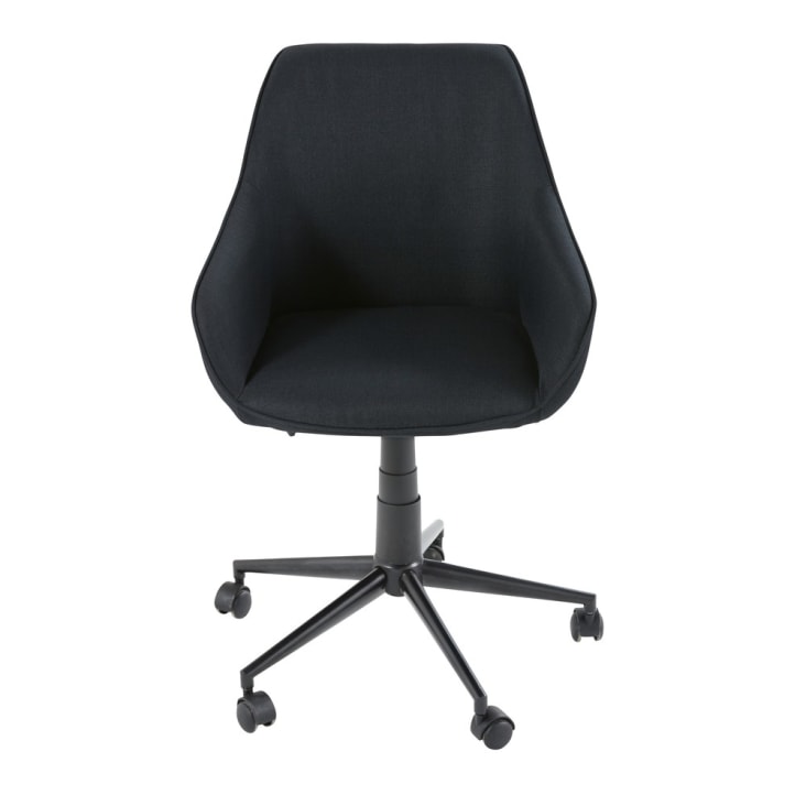 Anthracite Grey and Black Metal Wheeled Adjustable Office Chair-Jake Business cropped-2