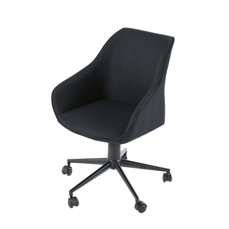Anthracite Grey and Black Metal Wheeled Adjustable Office Chair-Jake Business cropped-3