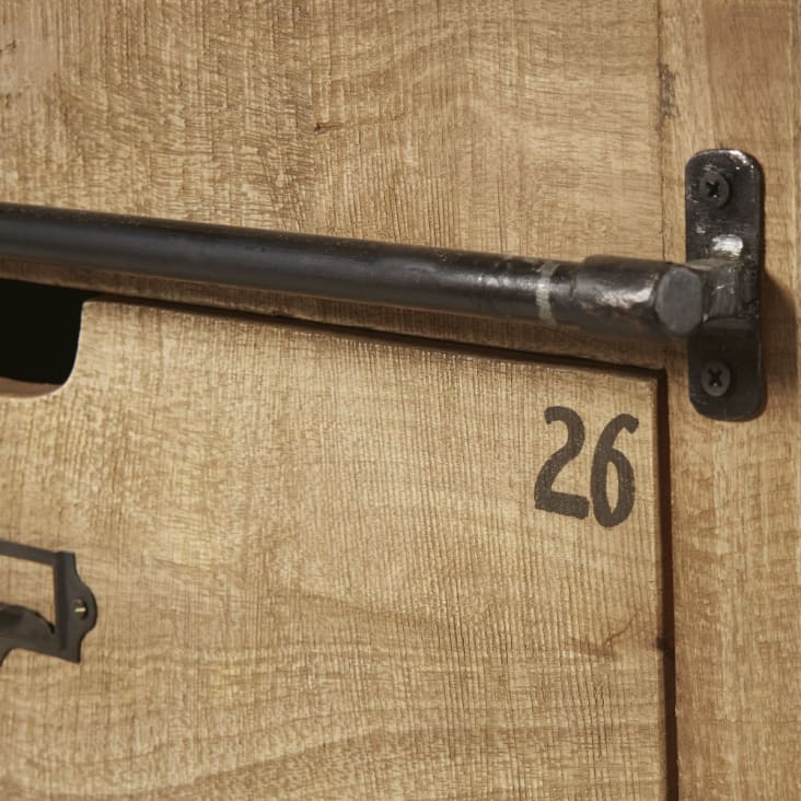 Aparador com 1 porta e 3 gavetas de madeira de mangueira maciça-Germain detail-6