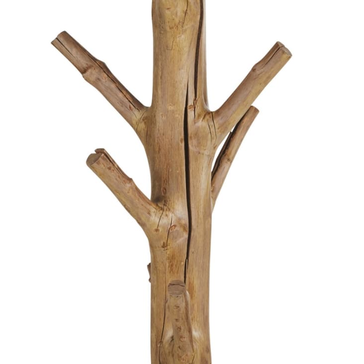 Appendiabiti a forma di tronco d’albero in legno di mangostano marrone e  metallo nero LUCIO