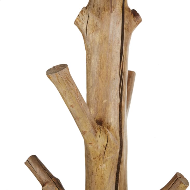 Appendiabiti a forma di tronco d’albero in legno di mangostano marrone e  metallo nero LUCIO