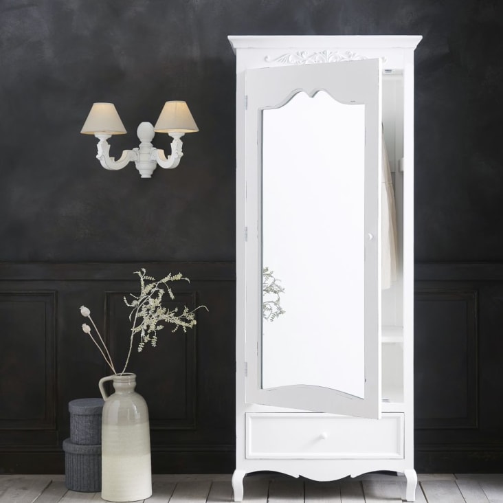 Armario 1 puerta con estantes y barra - l80,5 cm blanco | Maisons du Monde