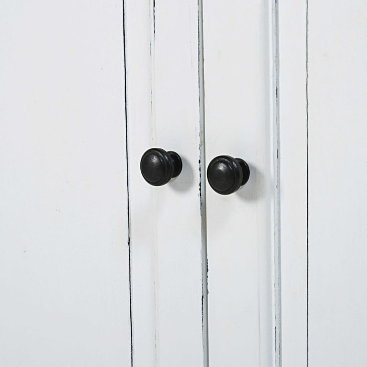 Armário com 8 portas de vidro de madeira de pinho reciclada branca patinada-Flaubert cropped-4